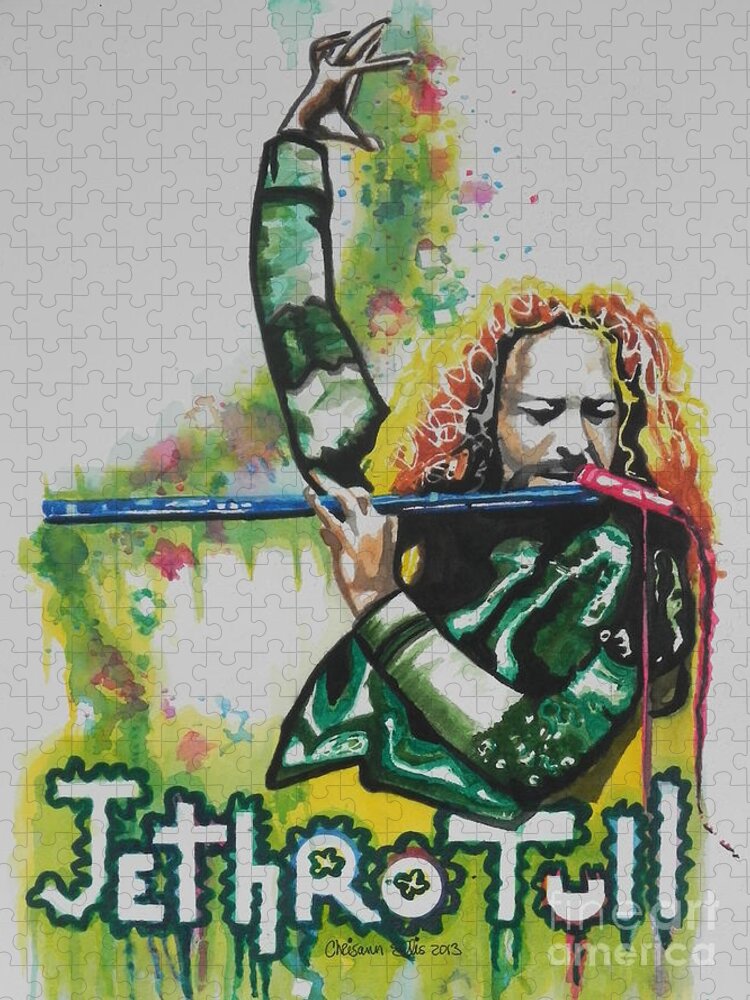 Watercolor Painting Jigsaw Puzzle featuring the painting Jethro Tull by Chrisann Ellis
