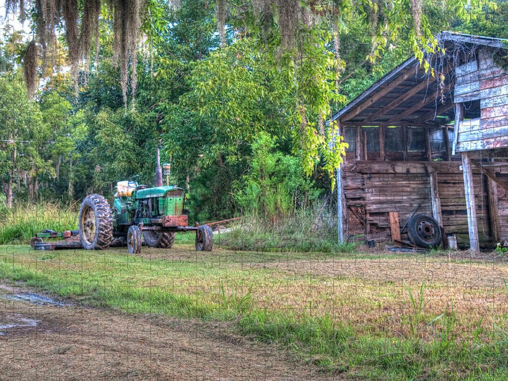 Lowcountry Jigsaw Puzzle featuring the photograph John Deere - Old Tractor Shed by Scott Hansen