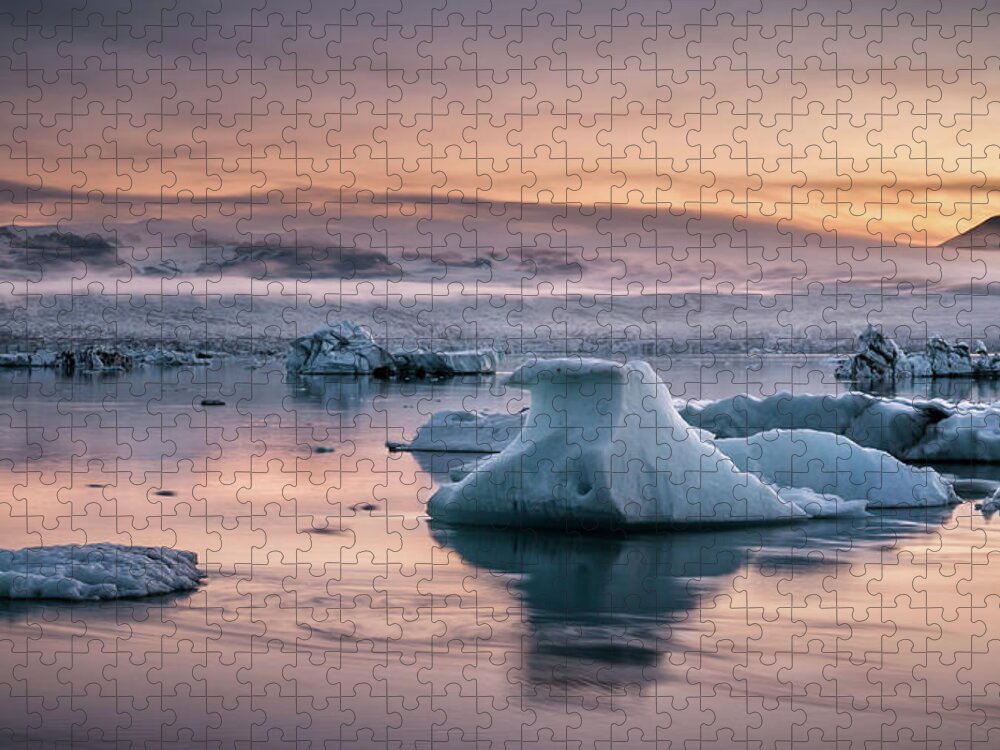 Scenics Jigsaw Puzzle featuring the photograph Jokulsarlon Sunrise by Andreas Wonisch