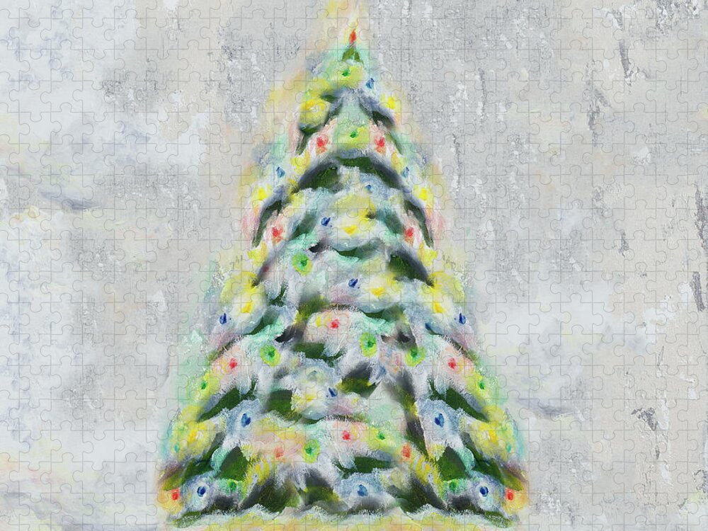 Jolly Jigsaw Puzzle featuring the digital art Jolly Christmas Tree by Tiffany Hakimipour