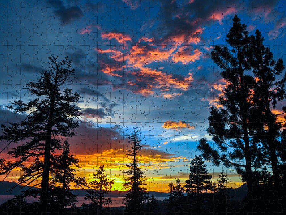 Sunset Jigsaw Puzzle featuring the photograph July 14 2014 Lake Tahoe Sunset - Nevada by Bruce Friedman
