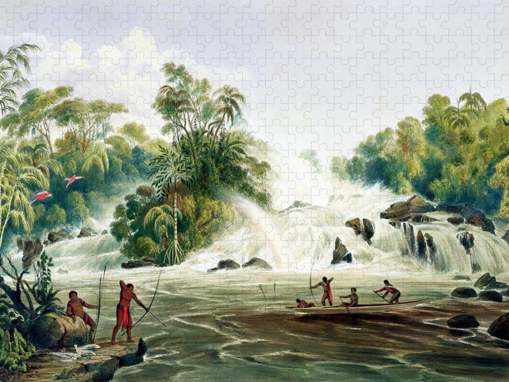 River Jigsaw Puzzle featuring the drawing Junction Of The Kundanama by Charles Bentley