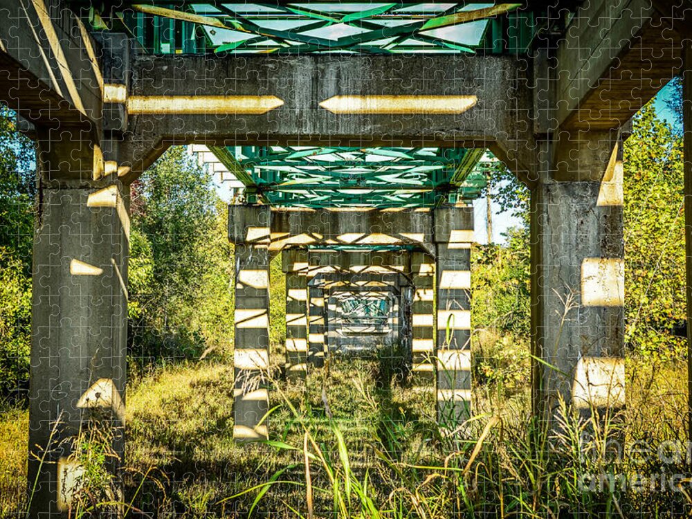 Abstract Landscape Jigsaw Puzzle featuring the photograph Kaleidoscope Bridge by Peggy Franz