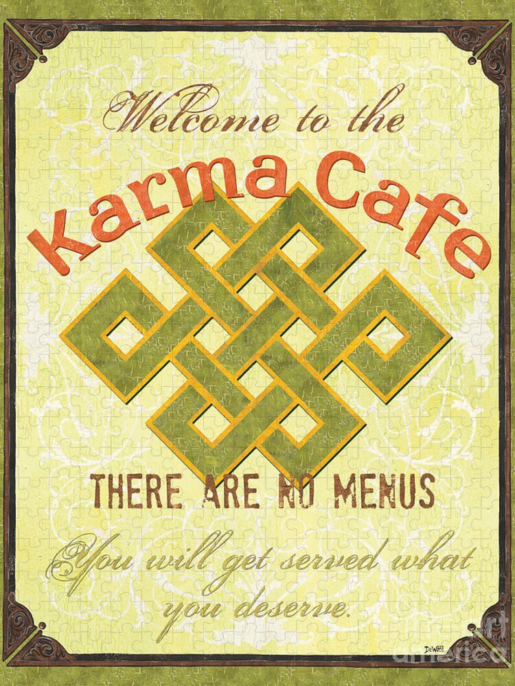 Karma Jigsaw Puzzle featuring the painting Karma Cafe by Debbie DeWitt