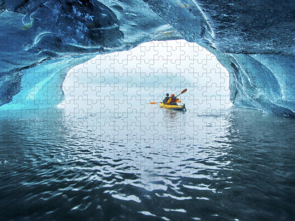 Valdez Jigsaw Puzzle featuring the photograph Kayak In Ice Cave by Piriya Photography
