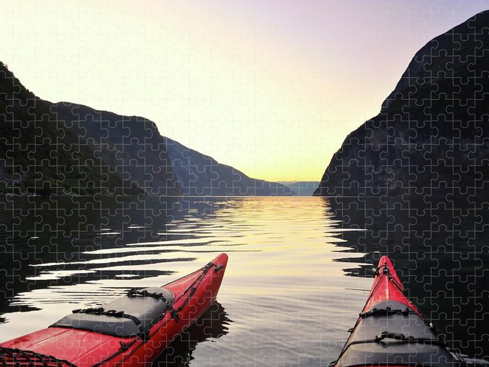 Scenics Jigsaw Puzzle featuring the photograph Kayak In Norway by Sjo