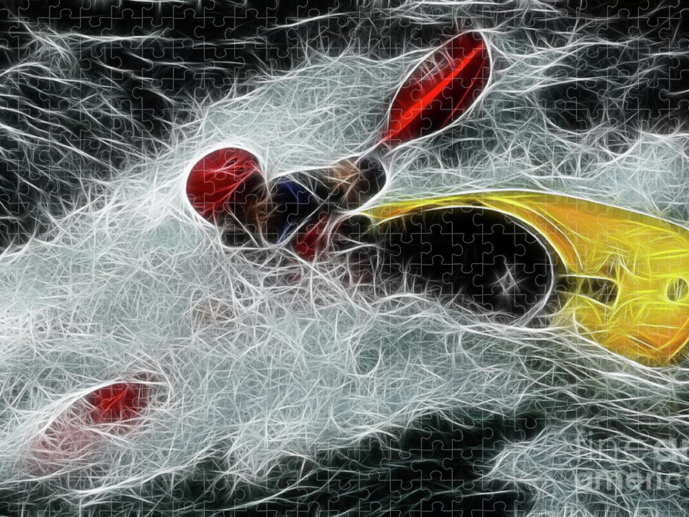 Kayak Jigsaw Puzzle featuring the photograph Kayaker In The Mainstream by Bob Christopher