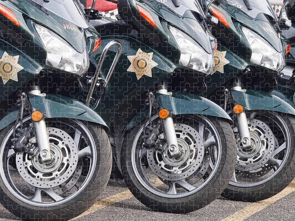 King County Police Motorcyle Jigsaw Puzzle featuring the photograph King County Police Motorcycle by Wes and Dotty Weber