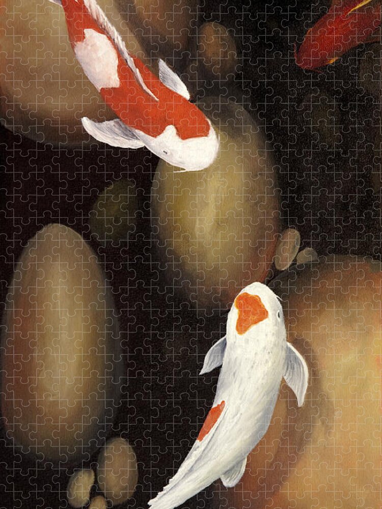 Koi Fish Jigsaw Puzzle featuring the painting Koi by Darice Machel McGuire