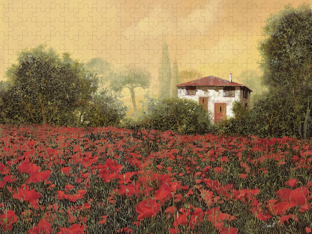 Summer Jigsaw Puzzle featuring the painting La casa e i suoi papaveri by Guido Borelli