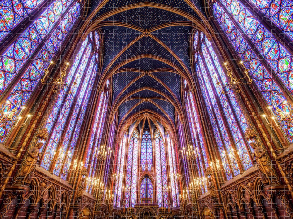 Arch Jigsaw Puzzle featuring the photograph La Sainte-chapelle Upper Chapel, Paris by Joe Daniel Price