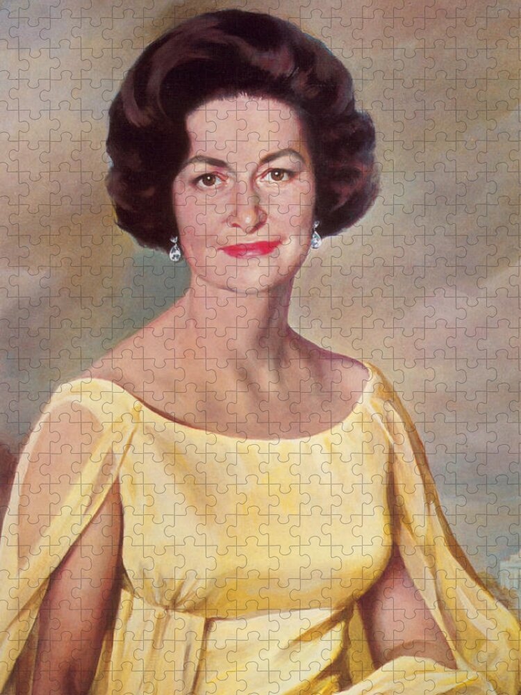 Government Jigsaw Puzzle featuring the painting Lady Bird Johnson, First Lady by Science Source