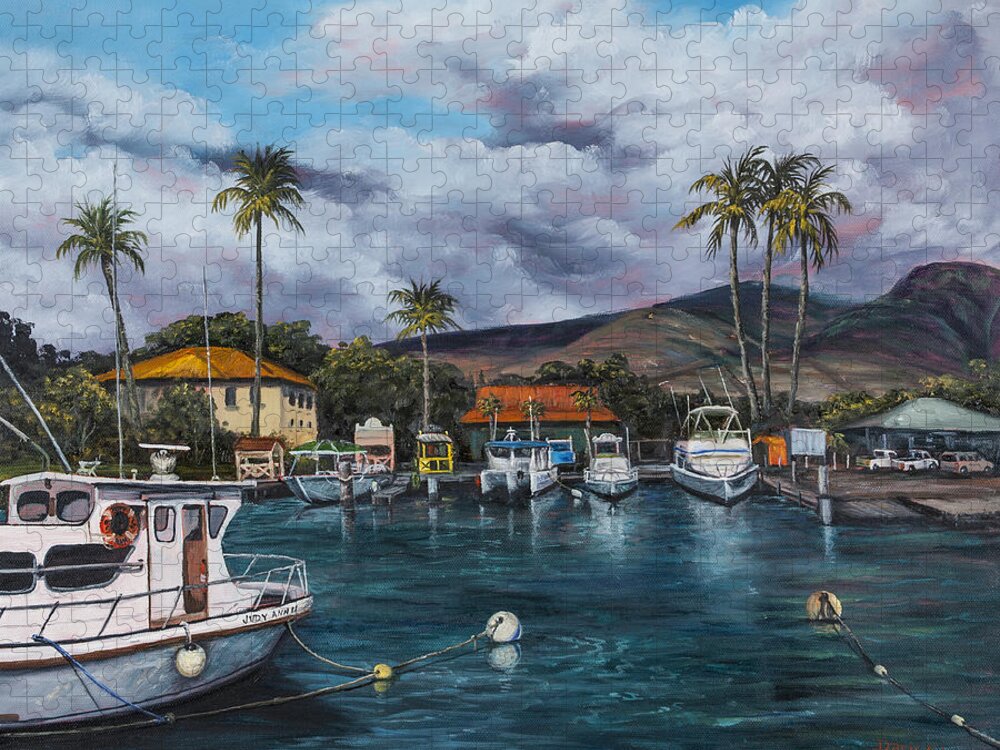 Landscape Jigsaw Puzzle featuring the painting Lahaina Harbor by Darice Machel McGuire