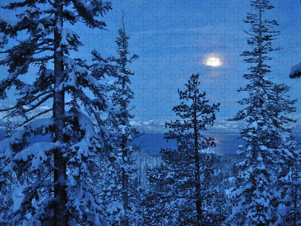Lake Jigsaw Puzzle featuring the photograph Lake Tahoe Moonset by Bruce Friedman
