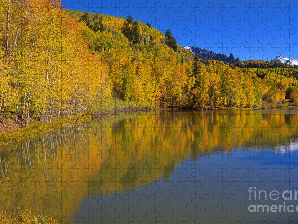 Autumn Colors Jigsaw Puzzle featuring the photograph Lakefront Reflection by Jim Garrison