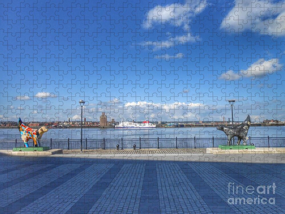 Lambanana Jigsaw Puzzle featuring the photograph Lambananas At Pier Head Liverpool by Joan-Violet Stretch