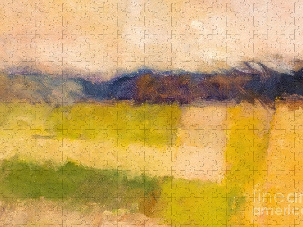 Abstract Landscape Jigsaw Puzzle featuring the painting Landscape abstract Impression by Lutz Baar