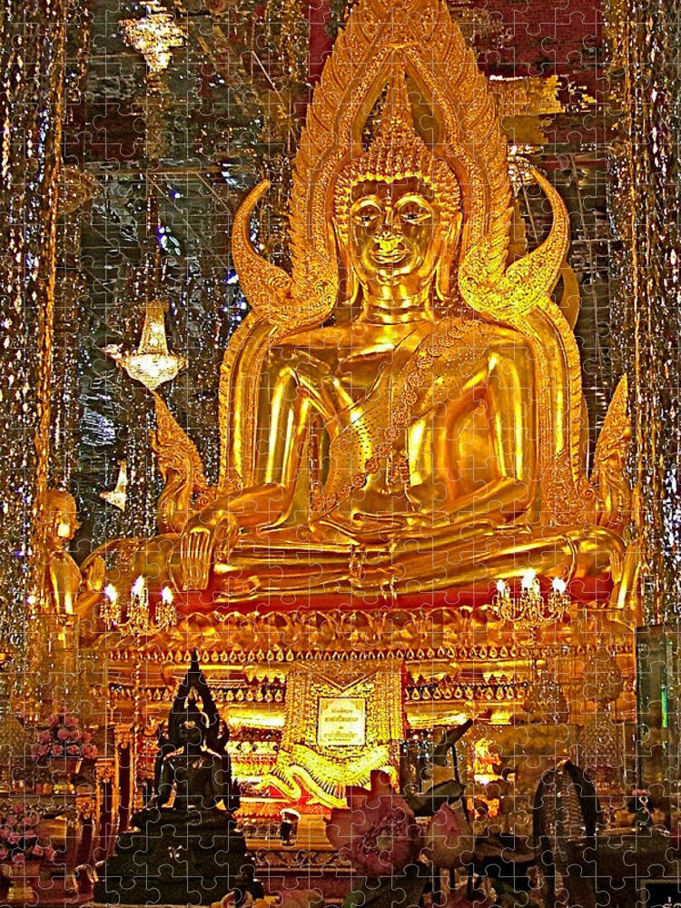 Large Buddha Image In Wat Tha Sung Temple In Uthaithani Jigsaw Puzzle featuring the photograph Large Buddha Image in Wat Tha Sung Temple in Uthaithani-Thailand by Ruth Hager
