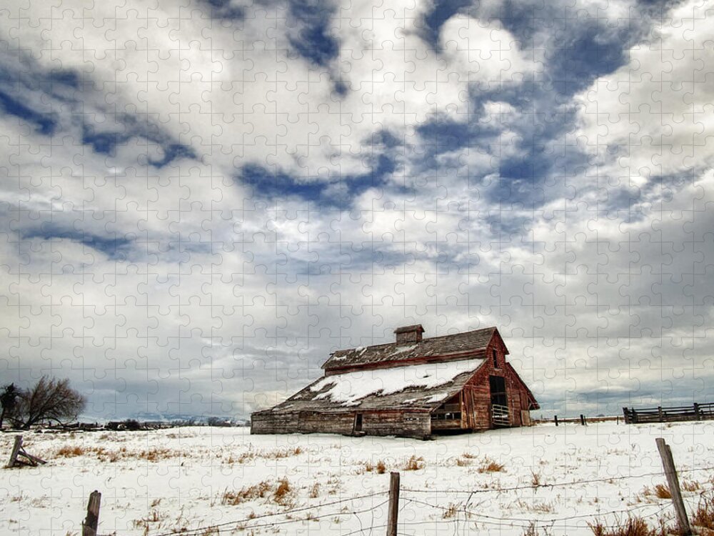 Barn Jigsaw Puzzle featuring the photograph Last Snow Barn by Mary Jo Allen