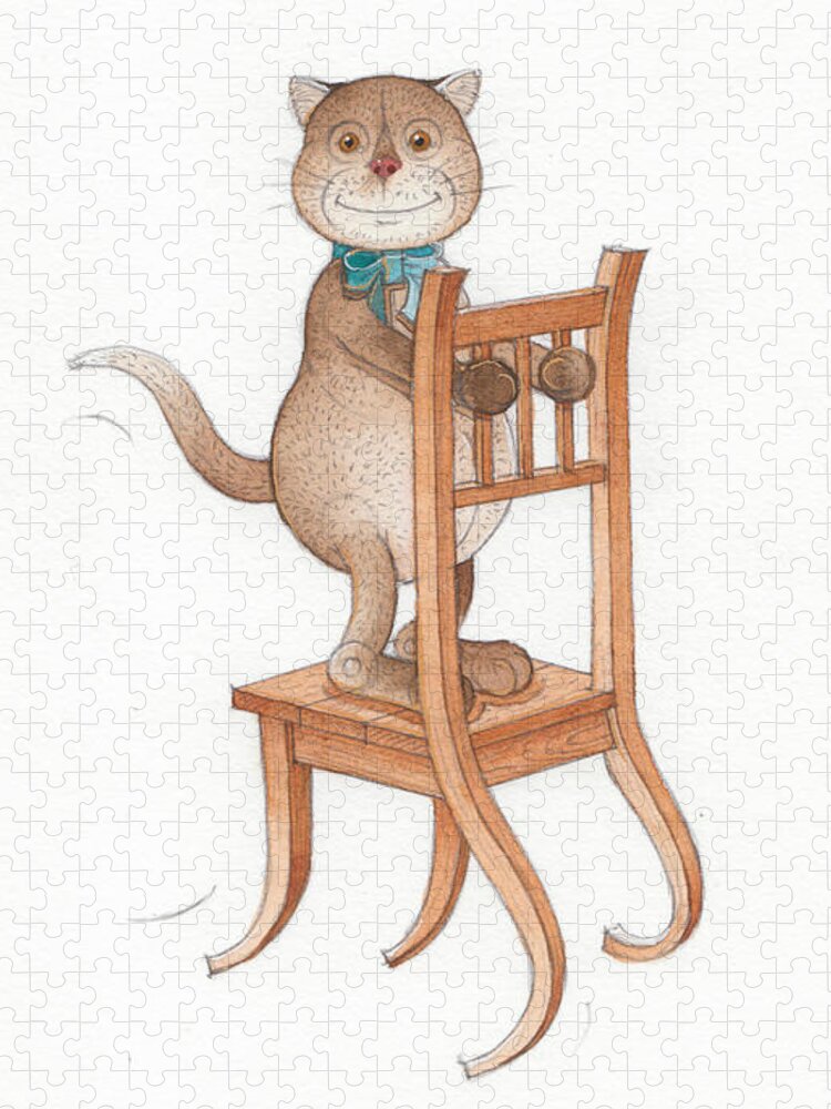 Cats Chair Trip Travel Voyage Jigsaw Puzzle featuring the painting Lazy Cats08 by Kestutis Kasparavicius