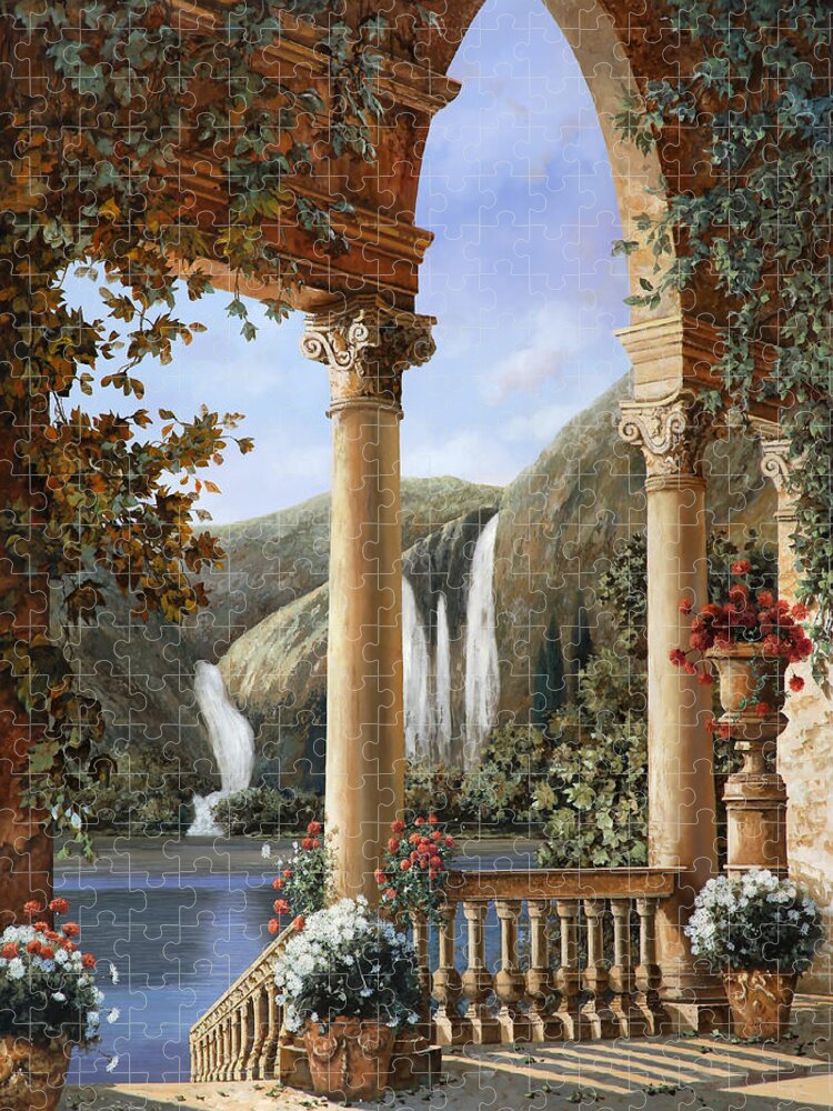 Water Fall Jigsaw Puzzle featuring the painting Le Cascate by Guido Borelli