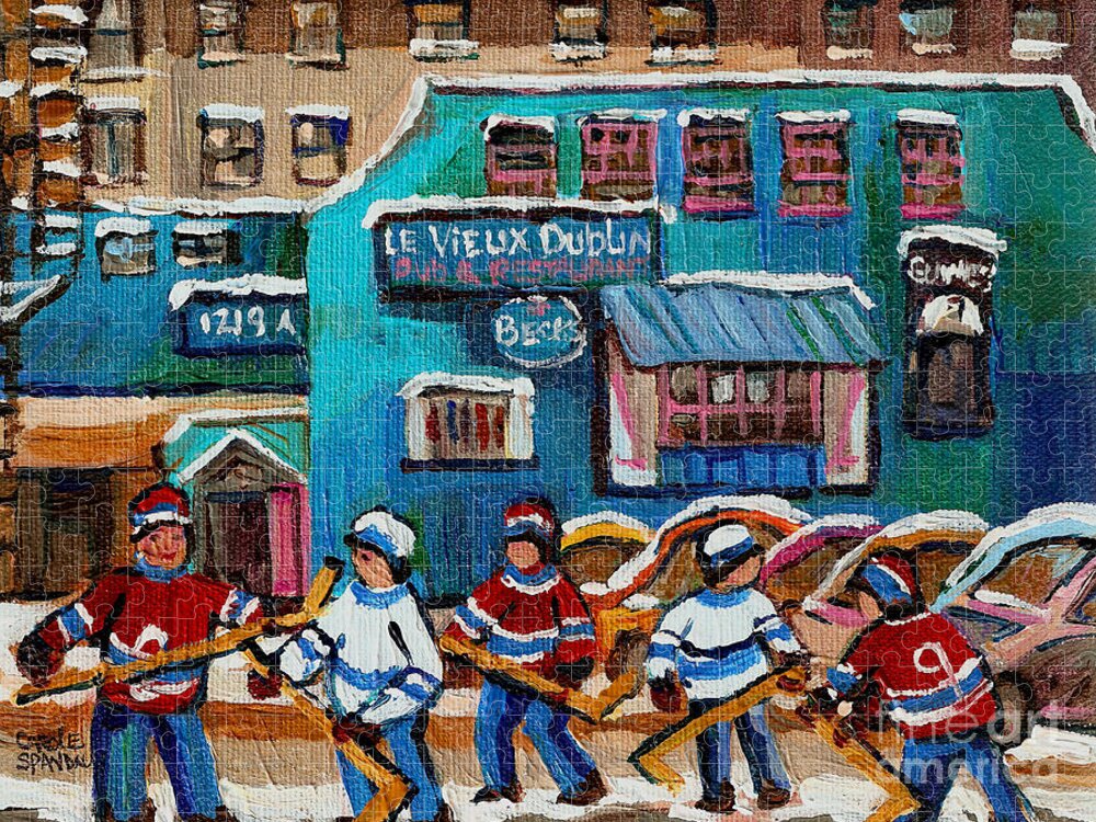 Le Vieux Dublin Pub And Restaurant Jigsaw Puzzle featuring the painting Le Vieux Dublin Pub And Restaurant by Carole Spandau