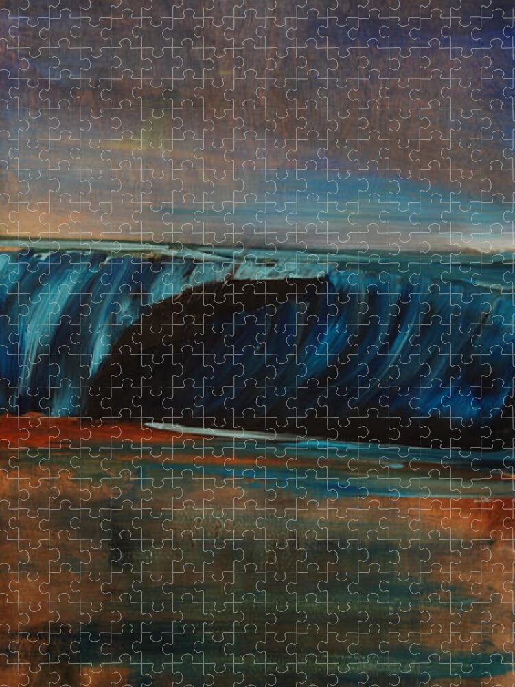 Surf Prints Puzzle featuring the painting Leaving it Behind by Nathan Paul Gibbs