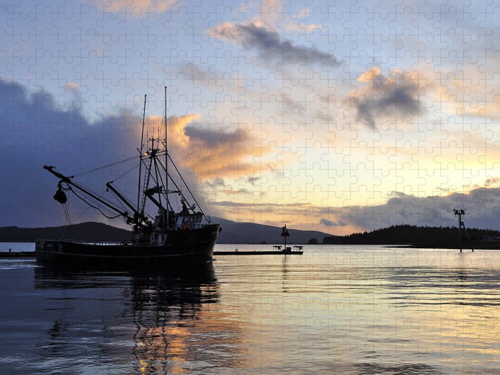 Sunset Jigsaw Puzzle featuring the photograph Leaving Safe Harbor by Cathy Mahnke