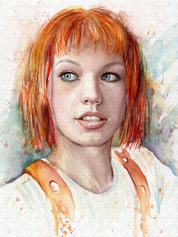 The Fifth Element Jigsaw Puzzle featuring the painting Leeloo by Olga Shvartsur