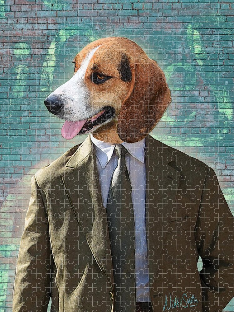 Legal Jigsaw Puzzle featuring the digital art Legal Beagle by Nikki Smith