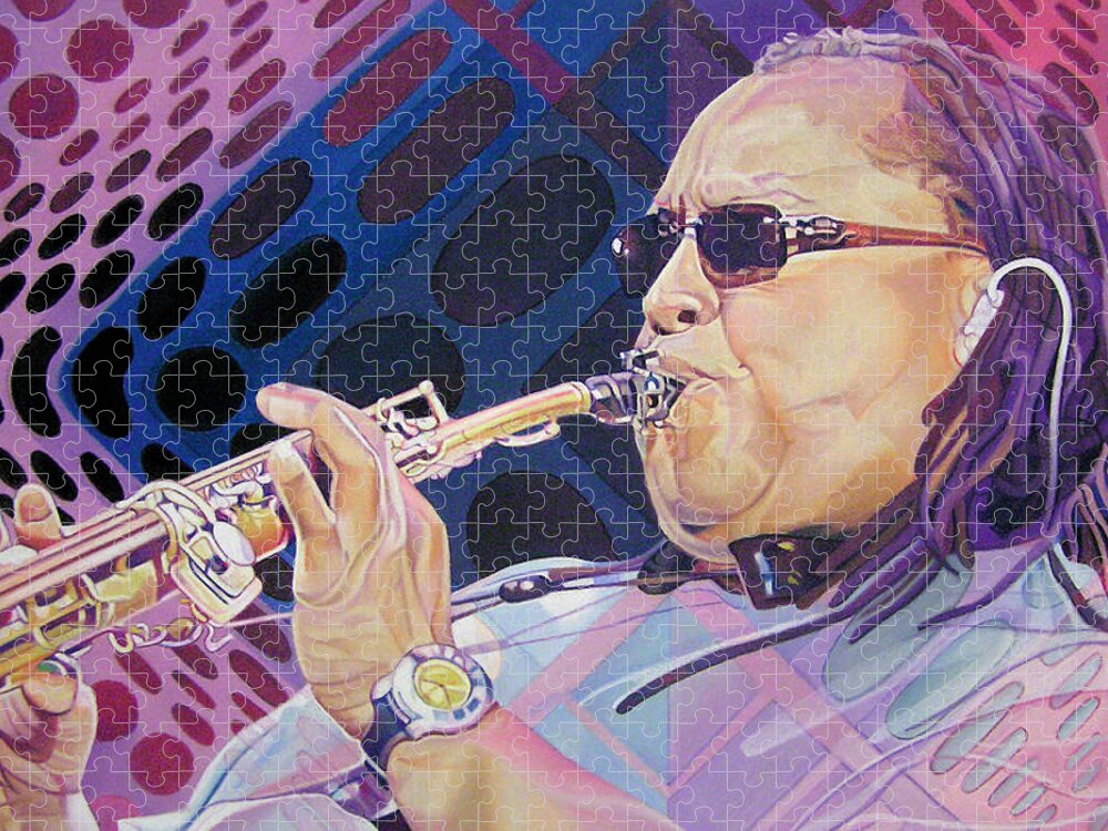 Leroi Moore Jigsaw Puzzle featuring the drawing Leroi Moore-Op Art Series by Joshua Morton