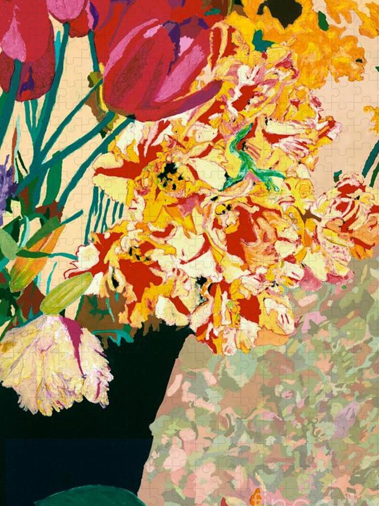 Landscape Jigsaw Puzzle featuring the painting Les Fleur by Allan P Friedlander