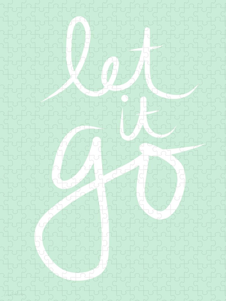 Calligraphy Jigsaw Puzzle featuring the mixed media Let It Go by Linda Woods