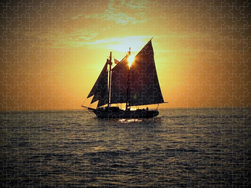 Sailing Jigsaw Puzzle featuring the photograph A Key West Sail At Sunset by Gary Smith