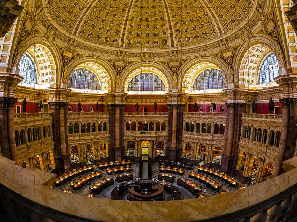 Library Of Congress Jigsaw Puzzle featuring the photograph Library Of Congress Main Reading Room by Susan Candelario