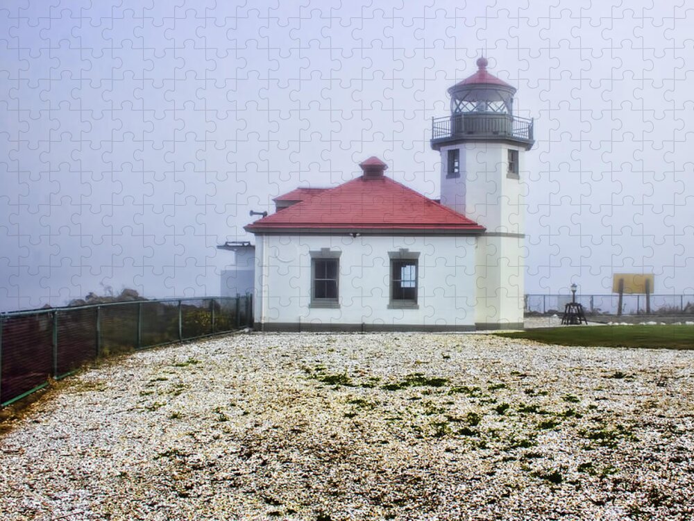 Ocean Jigsaw Puzzle featuring the photograph Lighthouse at Alki Beach by Cathy Anderson