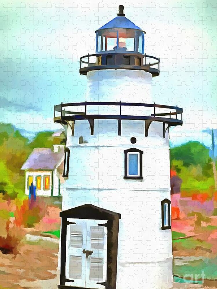 Mini-golf Jigsaw Puzzle featuring the photograph Lighthouse at Old Saybrook Point by Edward Fielding
