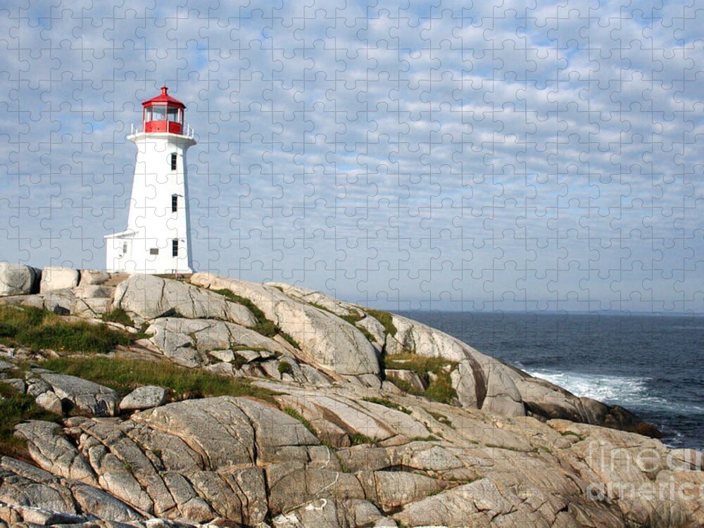 Lighthouse Jigsaw Puzzle featuring the photograph Lighthouse at Peggys Point Nova Scotia by Thomas Marchessault