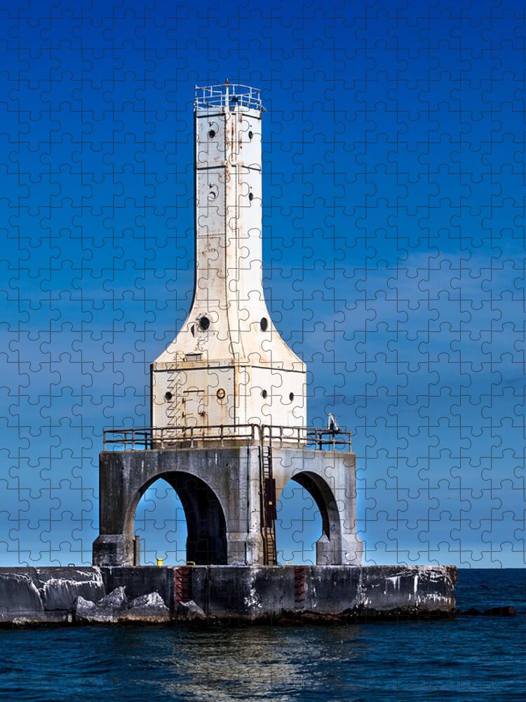  Jigsaw Puzzle featuring the photograph Lighthouse Blues Vertical by James Meyer