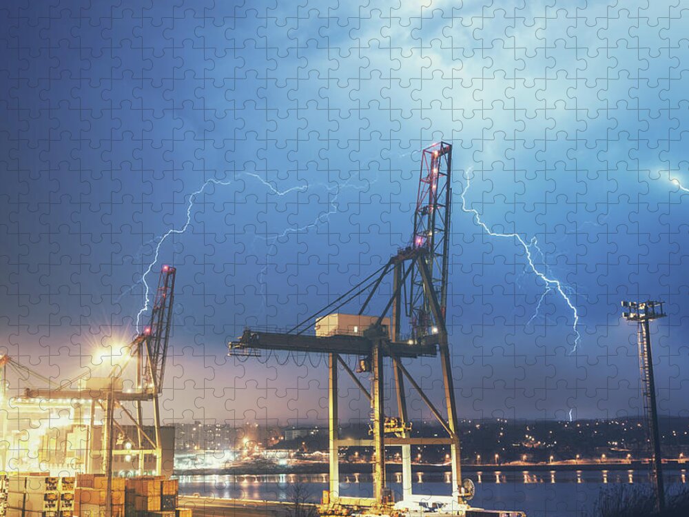 Thunderstorm Jigsaw Puzzle featuring the photograph Lightning Strike by Shaunl