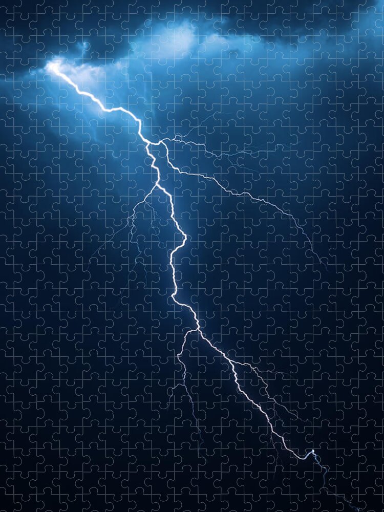 Lightning Puzzle featuring the photograph Lightning with cloudscape by Johan Swanepoel