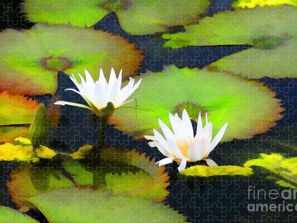 Artistic Photography Jigsaw Puzzle featuring the photograph Lily Pond Bristol Rhode Island by Tom Prendergast