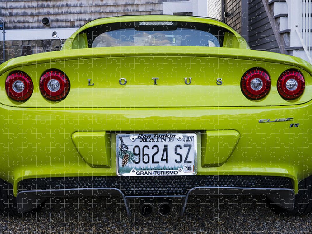 Vehicle Jigsaw Puzzle featuring the photograph Lime green lotus by Steven Ralser