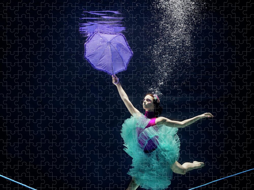 Ballet Dancer Jigsaw Puzzle featuring the photograph Line Dancer Underwater by Henrik Sorensen