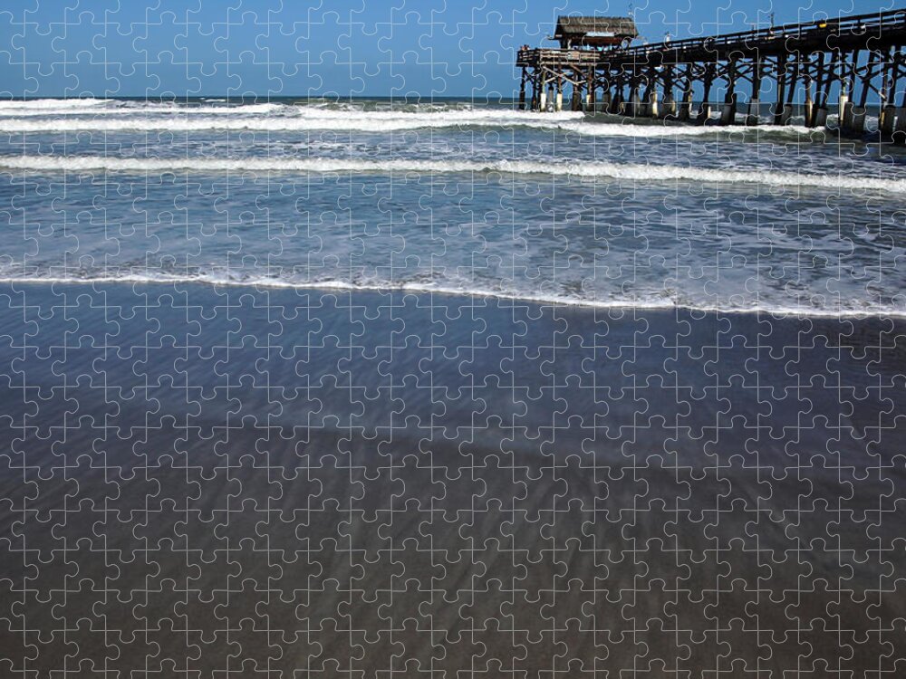 Cocoa Beach Pier Jigsaw Puzzle featuring the photograph Lines In The Sand by Debbie Oppermann