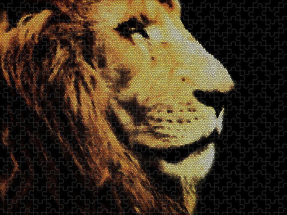 Animals Jigsaw Puzzle featuring the photograph Lion Paint by Ben Yassa
