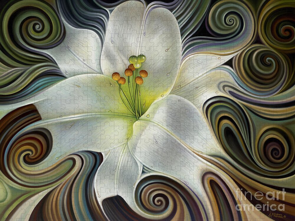 Lily Jigsaw Puzzle featuring the painting Lirio Dinamico by Ricardo Chavez-Mendez