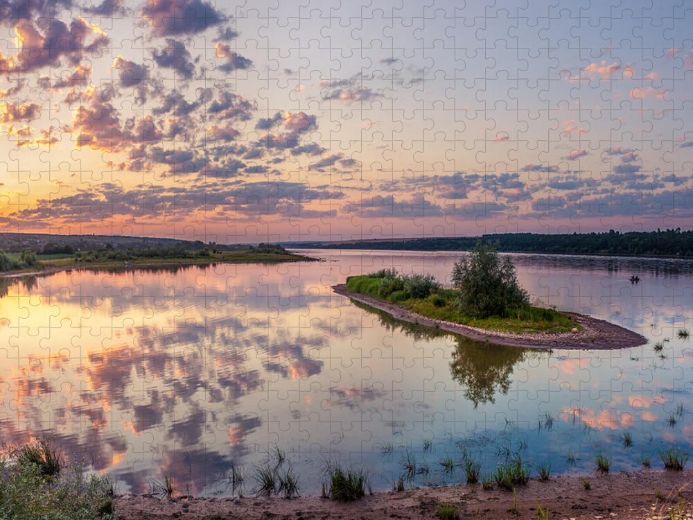 Quiet Jigsaw Puzzle featuring the photograph Little island on sunset by Dmytro Korol