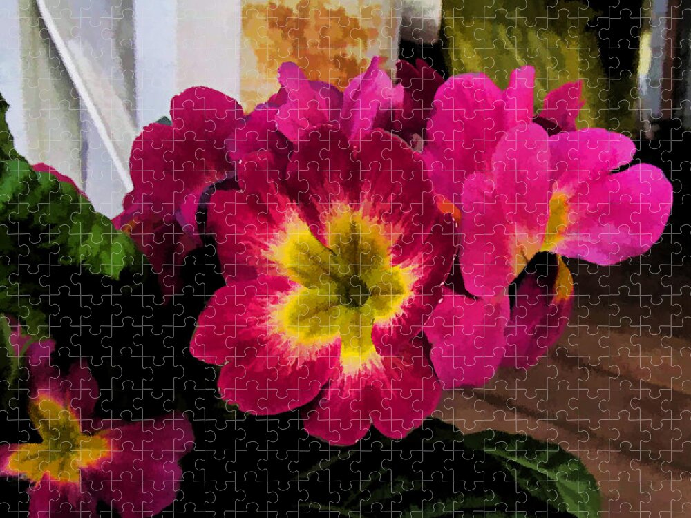 Ron Roberts Jigsaw Puzzle featuring the photograph Little Primrose flowers by Ron Roberts