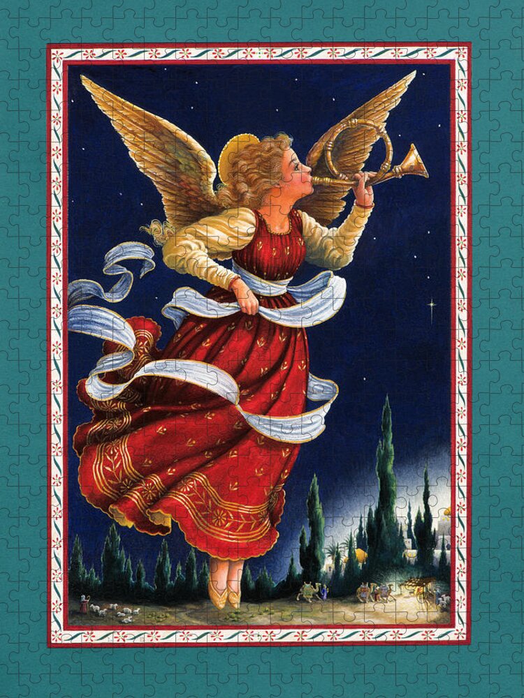 Angel Jigsaw Puzzle featuring the painting Little Town of Bethlehem by Lynn Bywaters